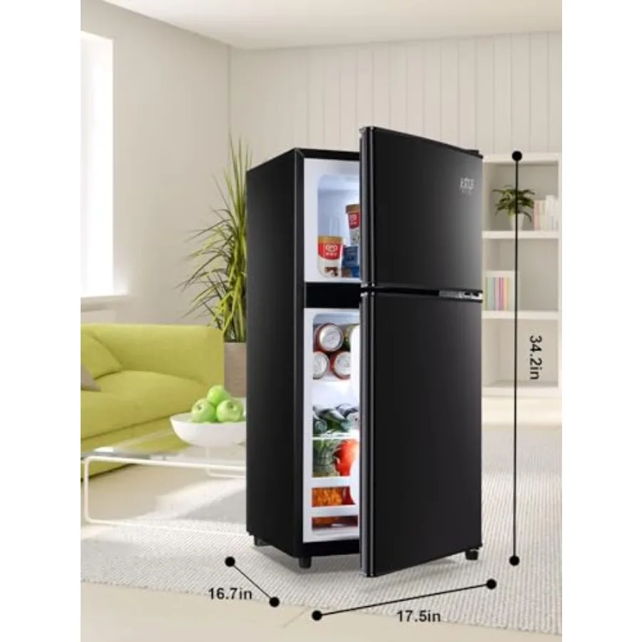 

Refrigerator with Freezer 3.5 Cu.Ft with 7 Level Adjustable Thermostat Control 2 Door Energy Saving Top-Freezer Compact Refrige