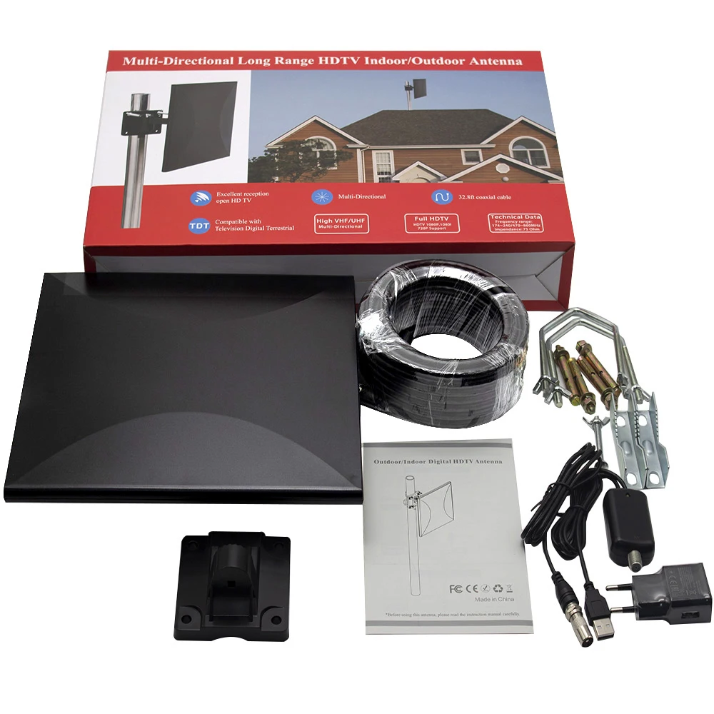 Antenne Intérieure Pour Téléviseur PC Amplificateur D'antenne TV Numérique Plate 1080p DVB-T/T2 - Alimentation USB, Portée ~80km - Neuf Antenne Interieur Tnt Puissante Antenne Intérieure Pour Téléviseur PC Amplificateur D'antenne TV Numérique Plate 1080p DVB-T/T2 - Alimentation USB, Portée ~80km - Neuf Antenne Interieur Tnt Puissante
