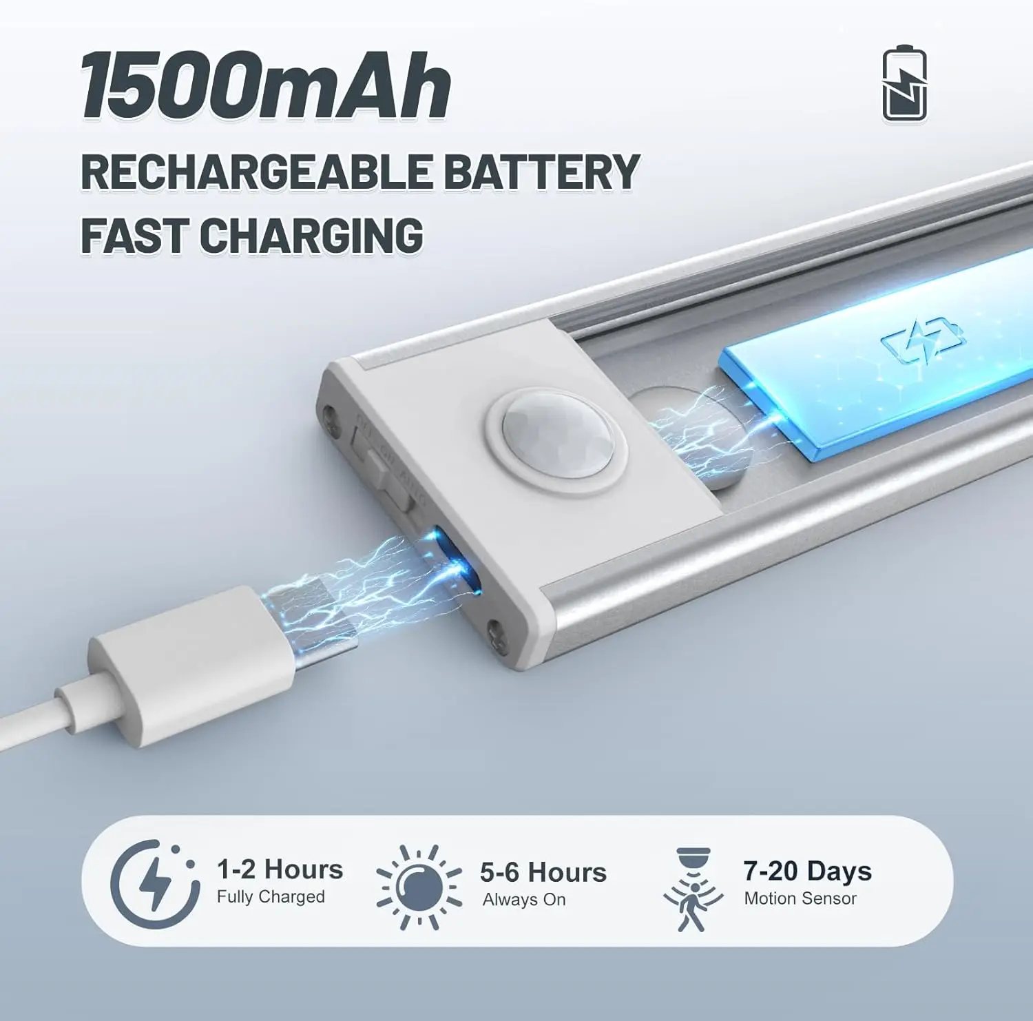 Wireless Motion Sensor LED Cabinet Lights, 6-Pack Rechargeable Stick-On Lighting for Kitchen Stairs