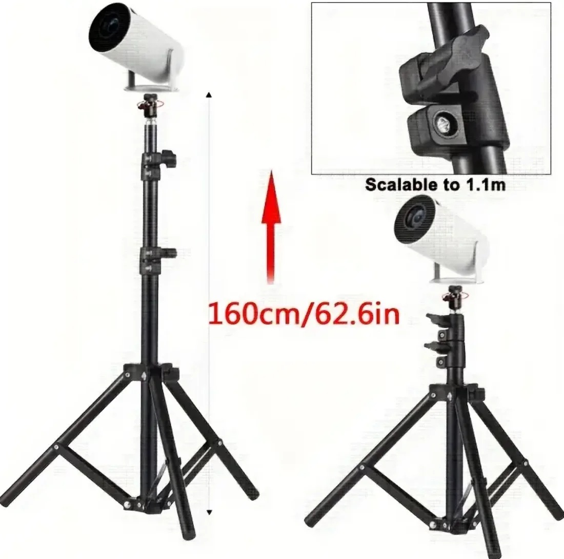 Home Projector Floor Stand - Can Support 1.5 Kilograms by Itself. Foldable. 55cm in Length. Saves Space.