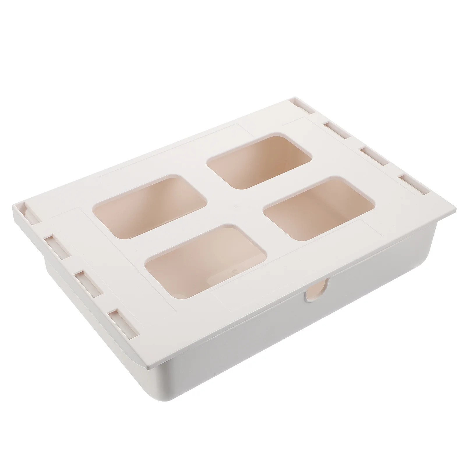 1pc Under Desk Box Plastic Container For Pens Cables Papers Storage Hidden Drawer Type Organizer Under Table Adhesive Box