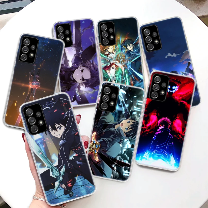 Sword Art Online Kirito Asuna Coque Phone Case For Samsung Galaxy A51 A50 A71 A70 A41 A40 A31 A30 A21S A20E A10 A11 A01 A6 A7 A8