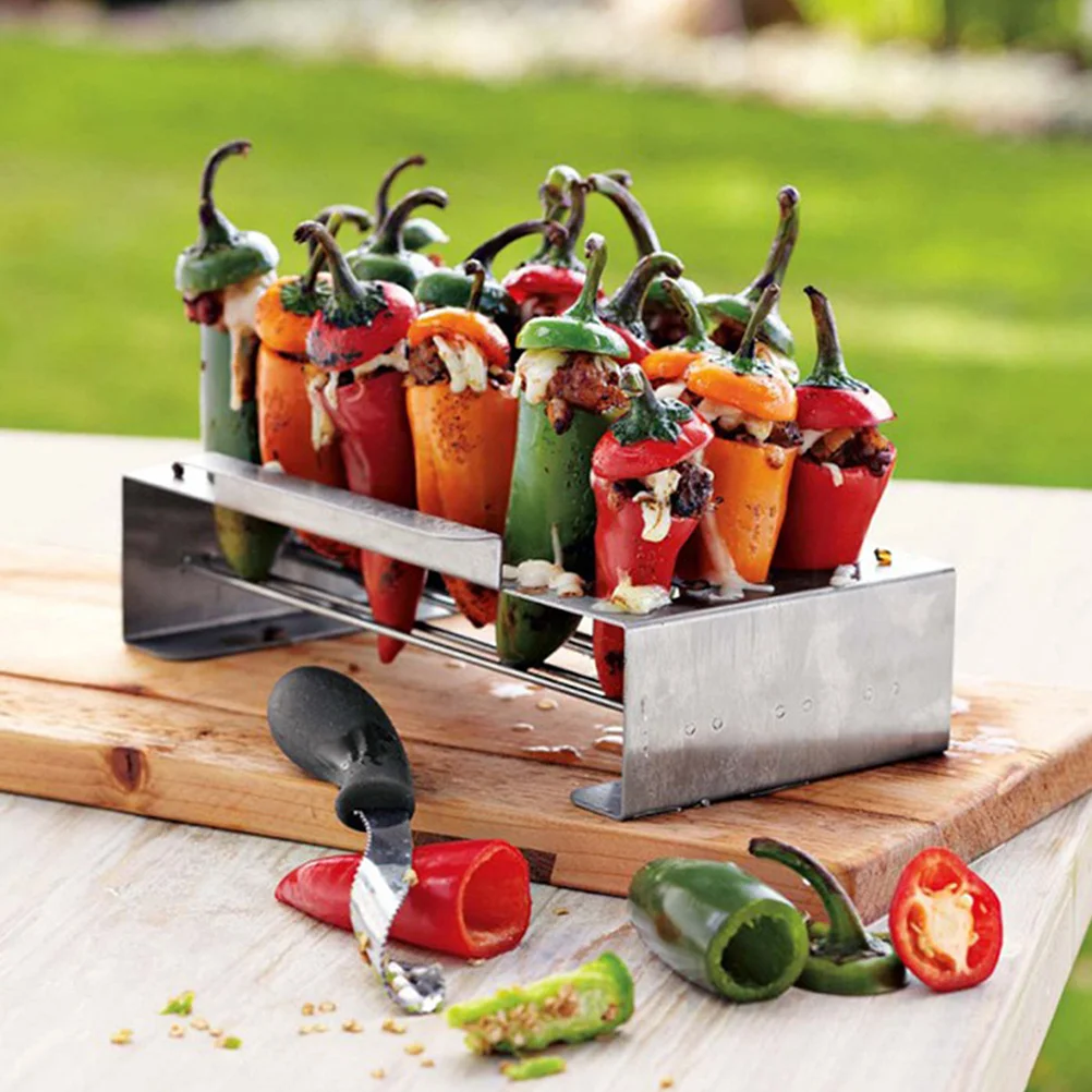 

Jalapeno Roasting Rack Stainless Steel Grill Stand Bbq Accessory Multi Purpose Tool for Grilling Barbecue Outdoor Use