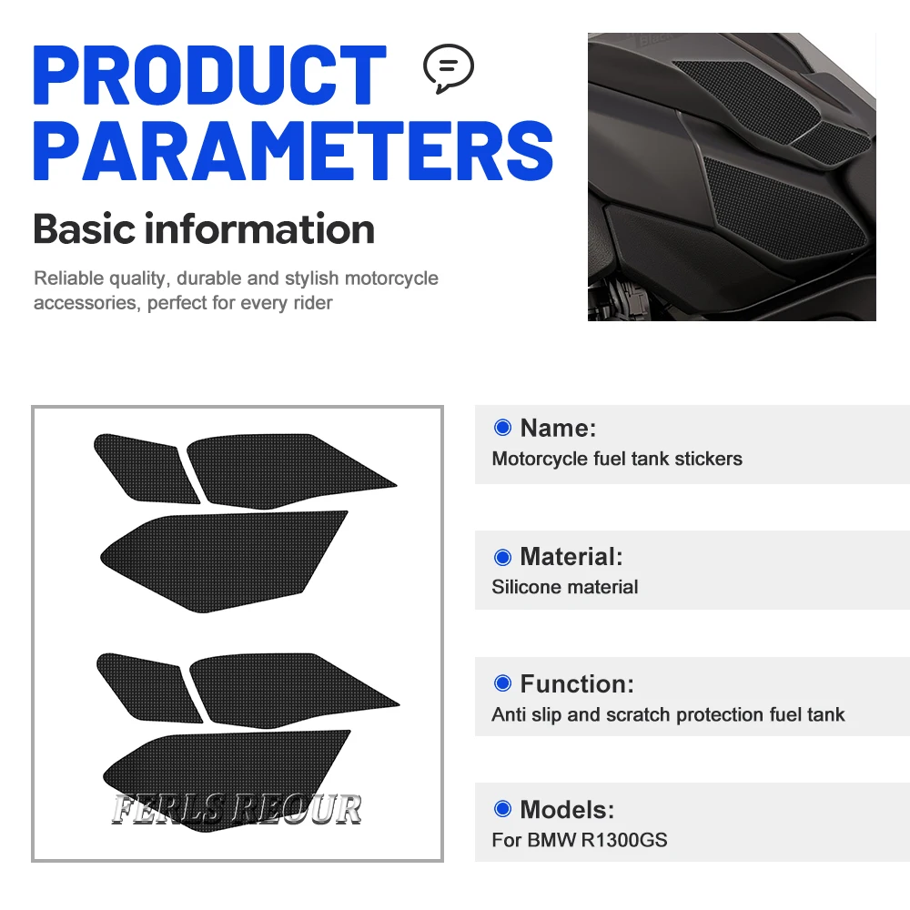 Motorcycle Sticker For  BMW R1300GS 3D Rubber Tank Pad Black Anti Slip Motorcycle Gas Fuel Tank Protector