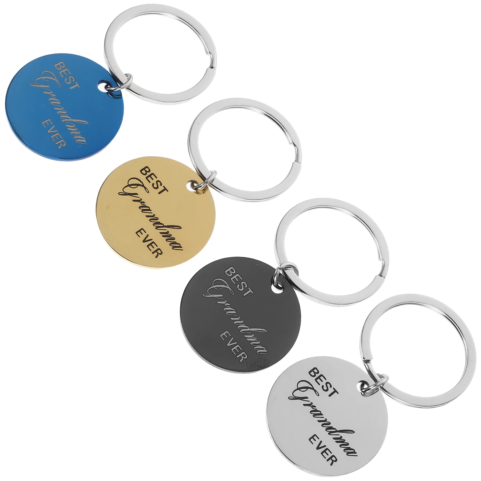 

4Pcs Pet ID Card Keychain Stainless Steel Dog Tag for Cats Puppies Personalized Name Tags Small Pets Round Shape