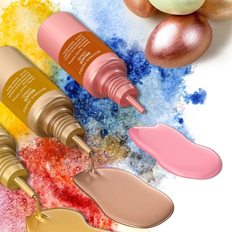 10ml Metal Resin Pigment Art Ink Alcohol Liquid Colorant Dye 3D Ink Diffusion DIY Epoxy Resin Mold Jewelry Making Accessories