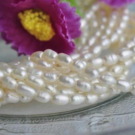 Favorite Pearl Necklace,Stunning 5Rows 2-3mm Rice White Color Freshwater Pearl Necklace,Charming Women Gift