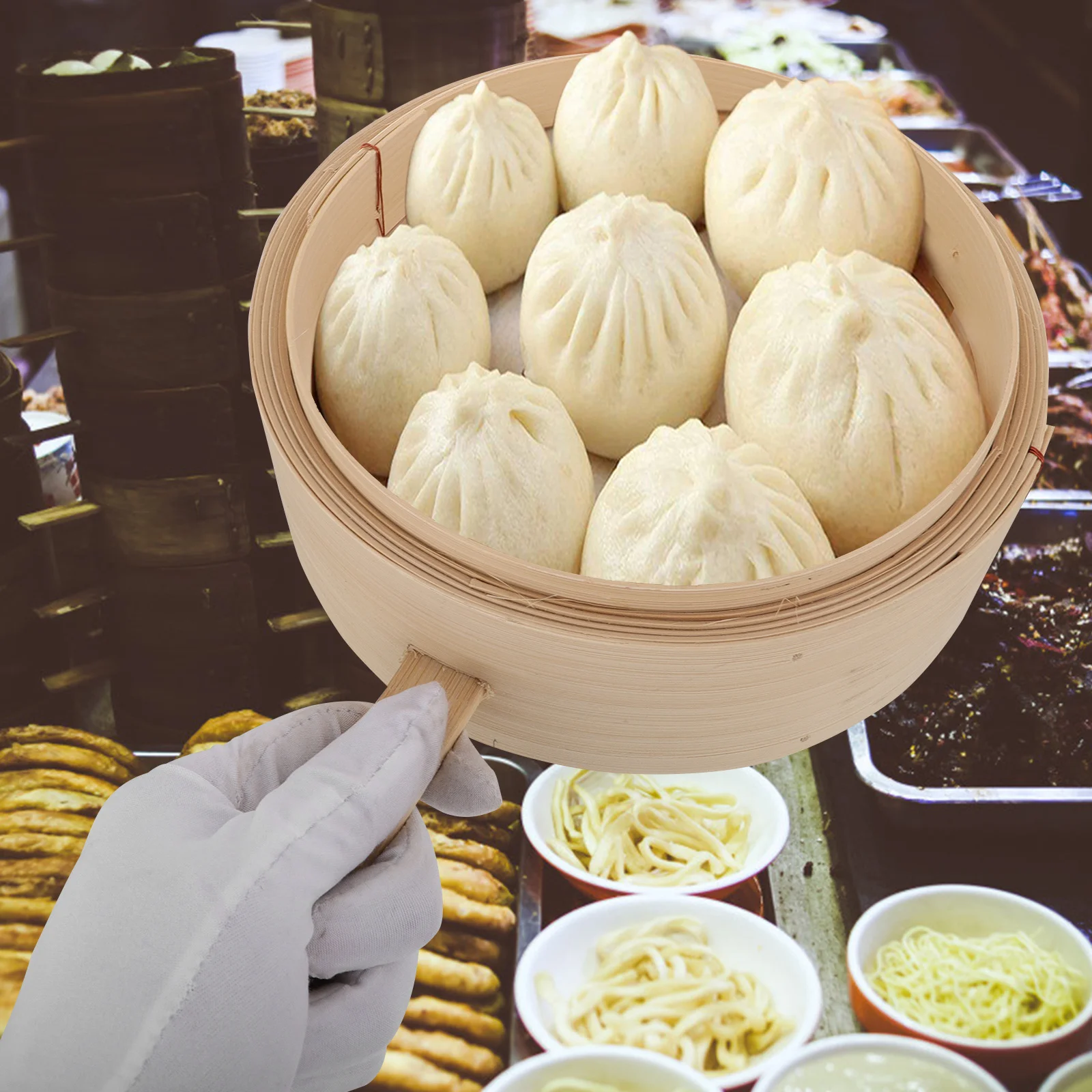 

Bamboo Steamer Multi-Functional Kitchen Cooking Tool Easy Clean Store Perfect for Vegetables Fish Meat Reusable Safe Steamer