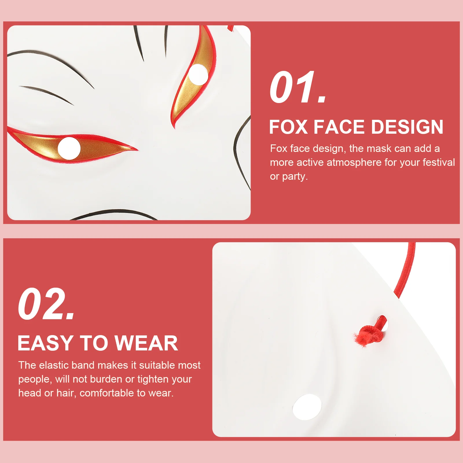Half Face Fox Mask para Cosplay, Performance de Festa, Palco e Festival Dress Up Decoration, Máscaras Brancas