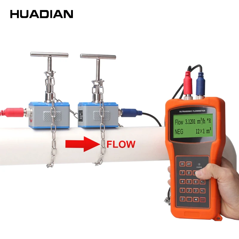 Clamp On Liquid Portable Digital Flow Meter TS-2 TM-1 TL-1 TS-2-HT TM-1-HT Sensor TUF-2000H Handheld Ultrasonic Water Flowmeter