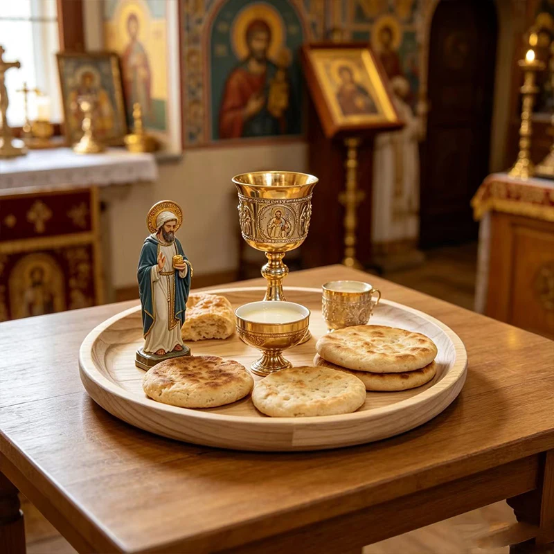 

Orthodox Jesus Christ Icon Set Metal Chalice Censer Wood Tray Religious Home Altar Decor Christian Prayer Gifts Byzantine Style