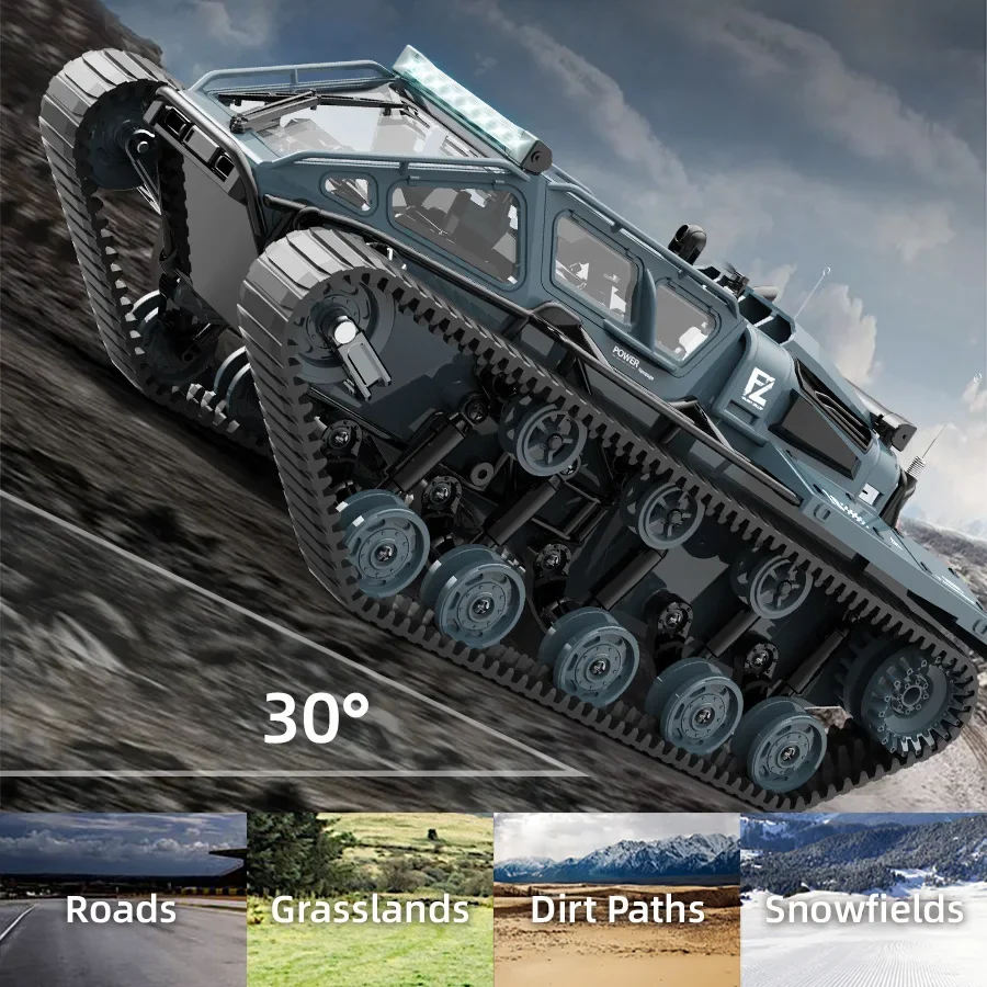 New All-Terrain Off-Road Tracked RC Tank, 2.4G Remote Control Crawler Tank Toy for Kids