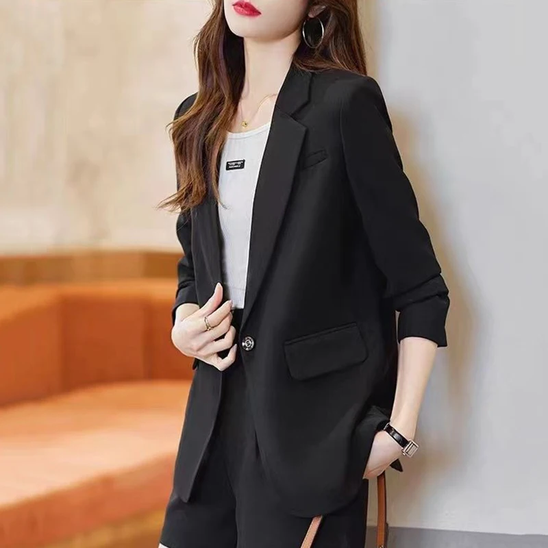 Dames OL bureau Blazers élégant col rabattu simple bouton costume manteau femmes 2025 dos fendu conception à manches longues veste femme