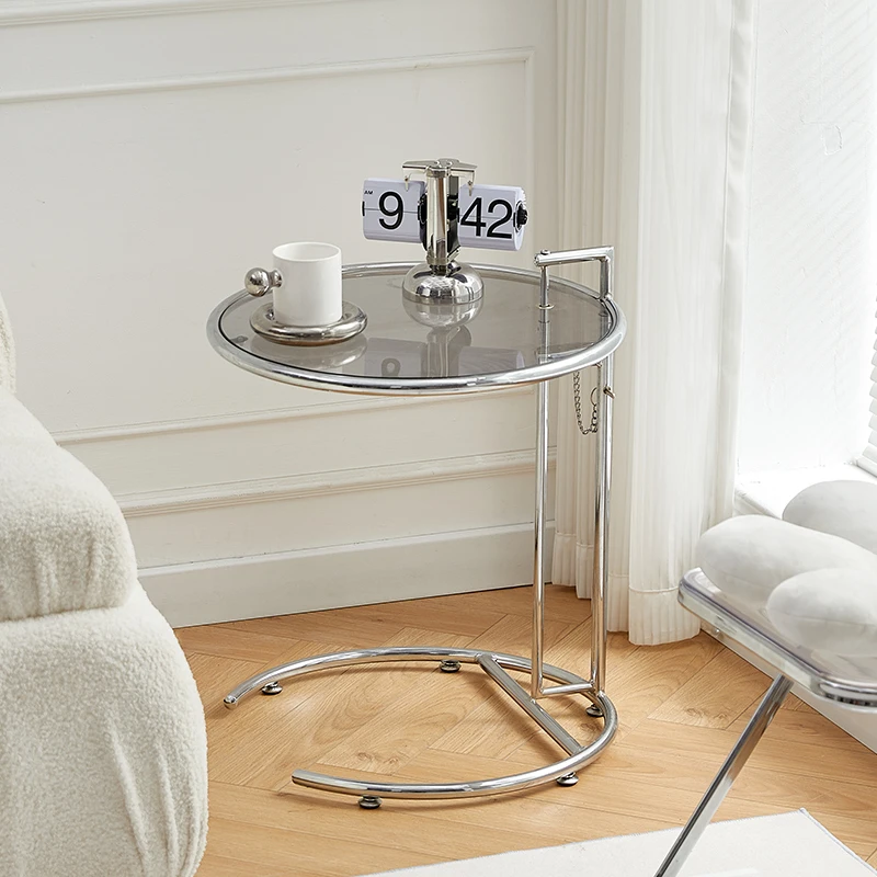 lift glass small coffee table Nordic Living room sofa Side table INS balcony corner transparent small round table home furniture