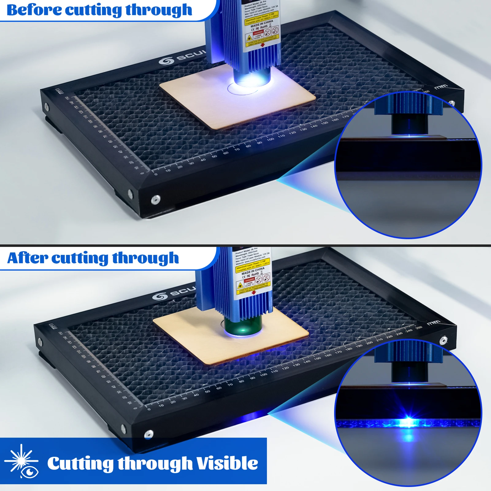 Imagem -05 - Cama de Trabalho para Gravador a Laser Mesa de Trabalho em Favo de Mel para Máquina de Corte a Laser Co2 de Alumínio para s9 Tts55pro Ts2 400x4 430 300 500 mm