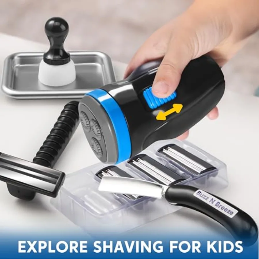 Barber Shop Pretend Role Play Toy, 23 Pcs Shaving Kit for Boys, Haircut Kit for Boys 3+ Year Old Birthday Gift, Upgraded Toddle view 3