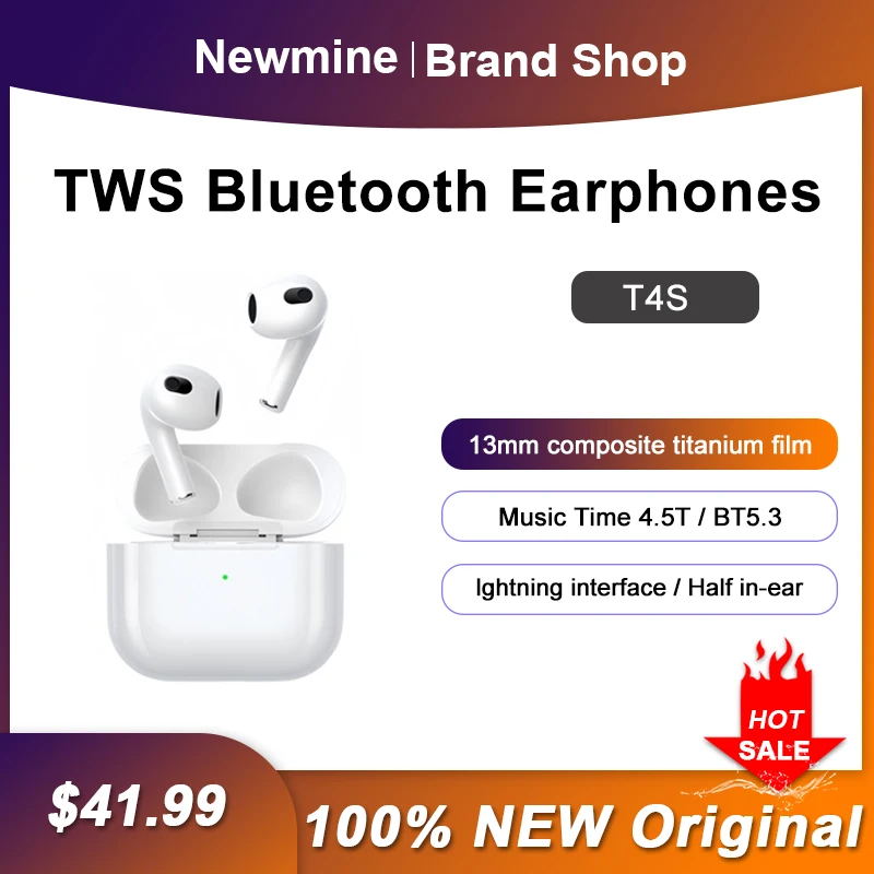 

Newmine T4S True Wireless Earphone HiFi Stereo Sound TWS Bluetooth Headset Touch Control Music Sport Headphone With Mic