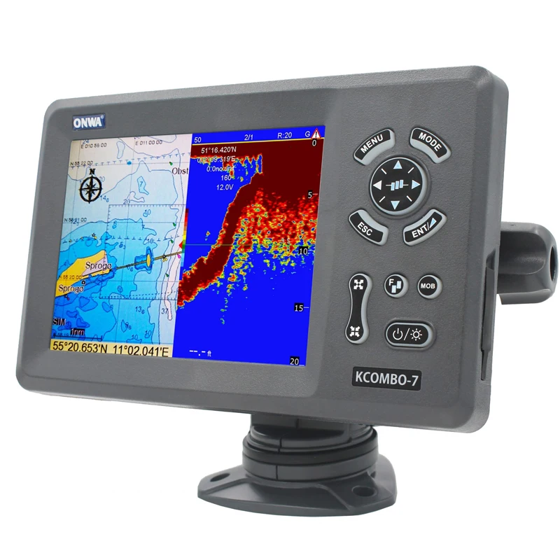 ONWA KCombo-7 7inch Color LCD GPS Chart plotter navigator satellite Combo with Fishfinder For Fishing Echo sounder