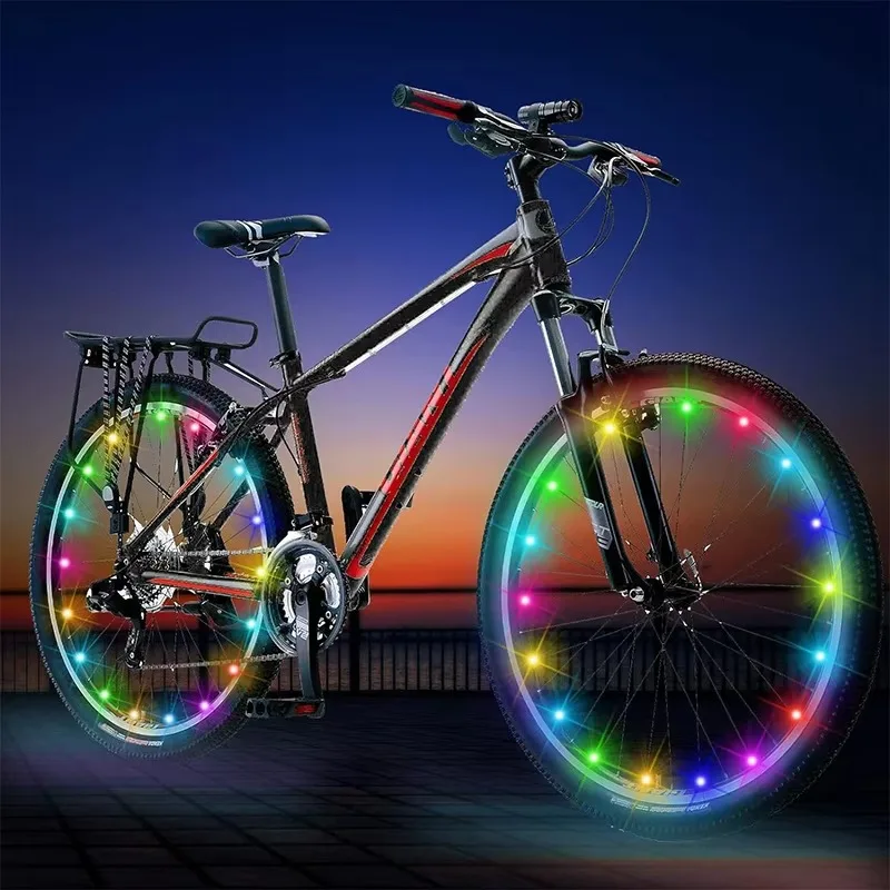 Waterproof RGB LED Bicycle Wheel Rim Light Strip Night Riding Safety Decoration Lamp for Mountain Road Bike