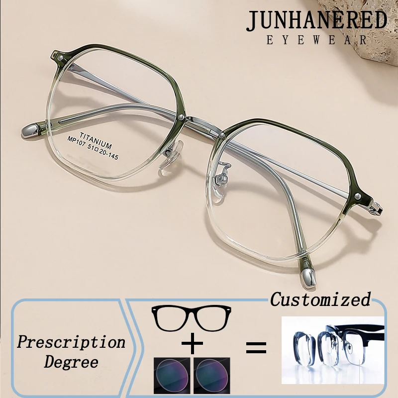 Polygon Gradient-colored Frame Photochromic Anti Blue Light Hyperopia Myopia Multifocal Single Focal Point Prescription Glasses