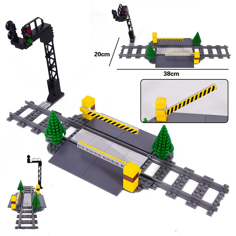 Stad Treinstation Platform Verkeerslicht Grot Flyover Tracks Rechte Gebogen Rails Bouwsteen Bakstenen Technisch Creatief Speelgoed