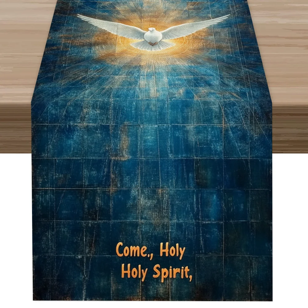 Sacred Divine Rays Light Table Runner - Religious Solemn Style Table Cover for Holiday Living Room Coffee Table Decor