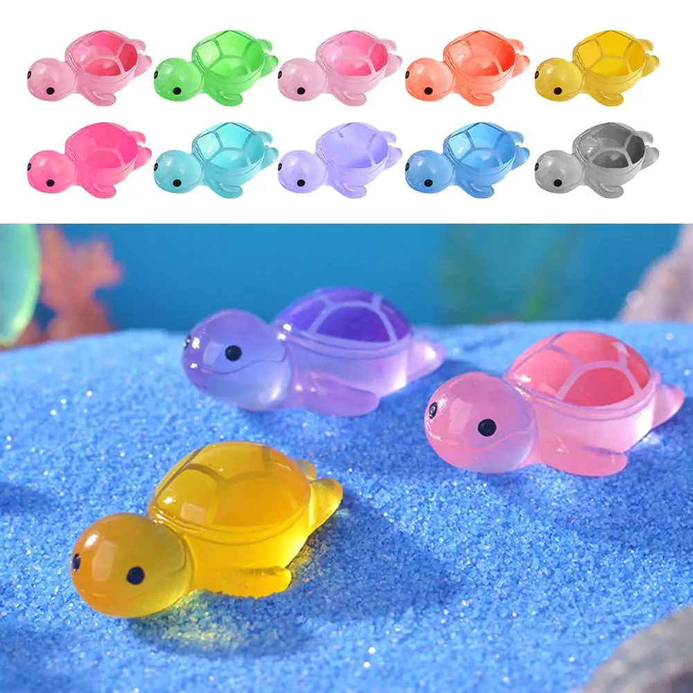 NEW High-end 10Pcs Mini Turtles Luminous Ornament Glow-in-the-Dark Landscape Decoration Accessories Aquarium Fish Tank DIY I2R0