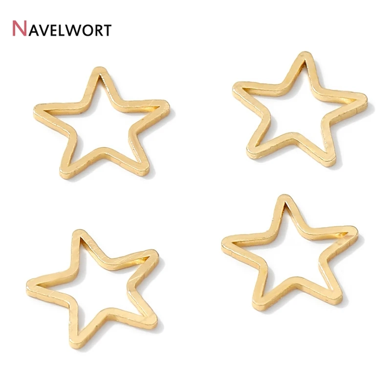 20/40Pcs 14K Gold Plated Brass Heart/Star/Moon Shape Connector Charms,For Earring Bracelet Making Accessories Wholesale