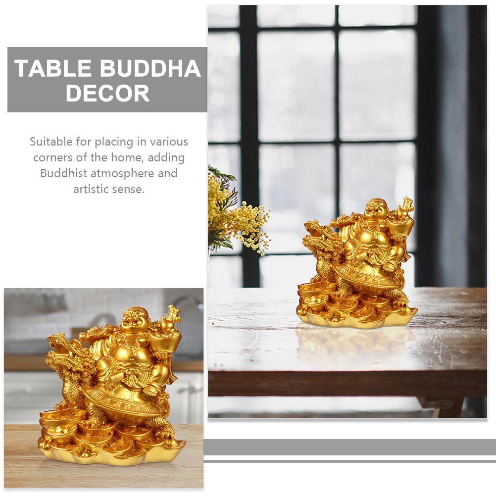 

Retro Resin Decor Golden Large Maitreya Buddha Statue Home Decoration Table Mini Crafts Vintage Style nament Household Offering