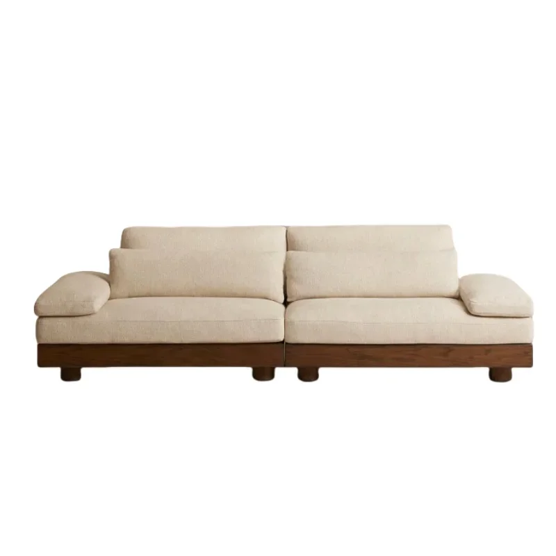 Living room solid wood fabric double three sofa Nordic simple designer hotel model room bed and breakfast sofa