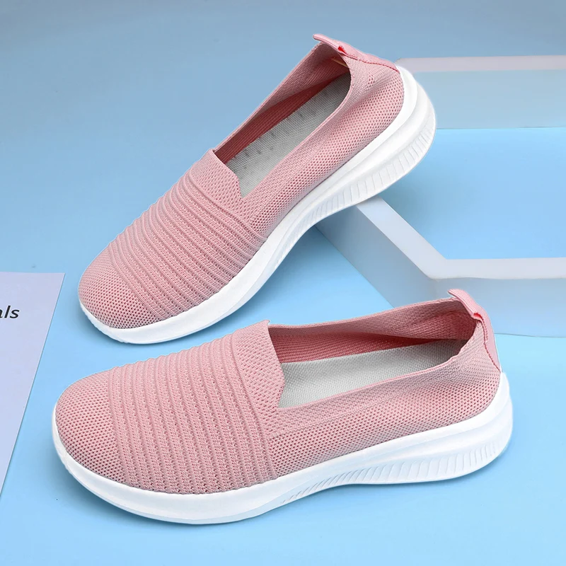 YISHEN Women Vulcanized Shoes High Quality Sneakers For Women Slip On Platform Flats Shoes Knitting Loafers Zapatos De Mujer