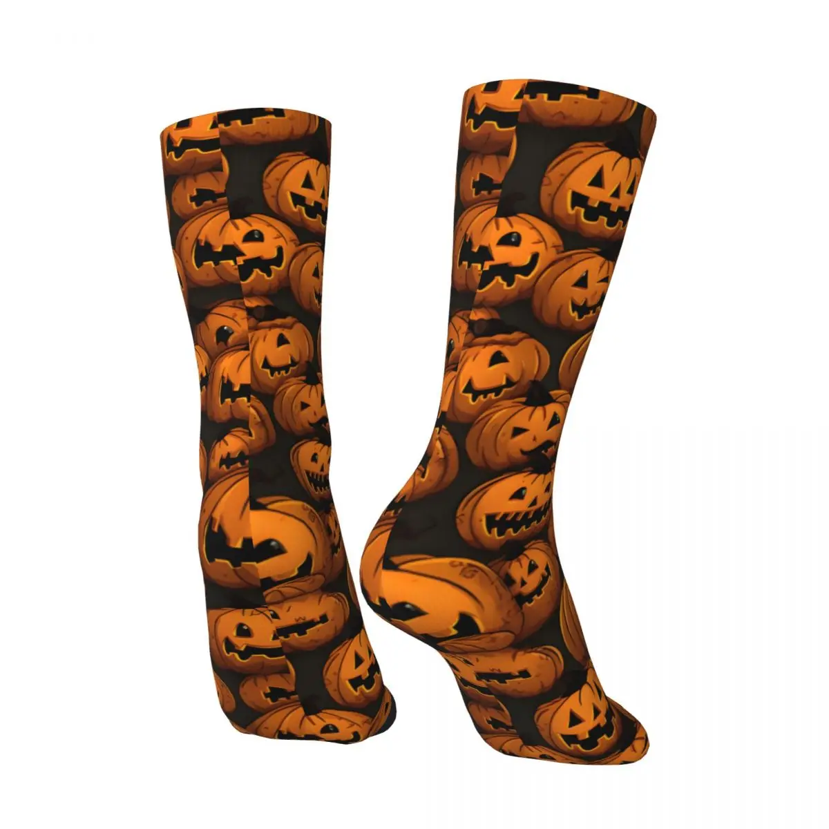 Crazy compression Halloween Jack-O-Lantern Pattern Sock for Men Harajuku Seamless Pattern Crew Sock Novelty