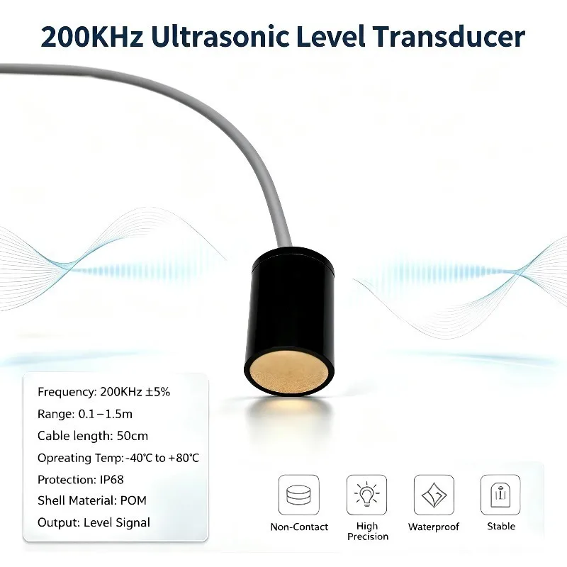 200 kHz Ultrasonic Transducer 0.10~1.5m Detection Distance Surface Wave Probe Amplifier Gas Speed Distance Measurement