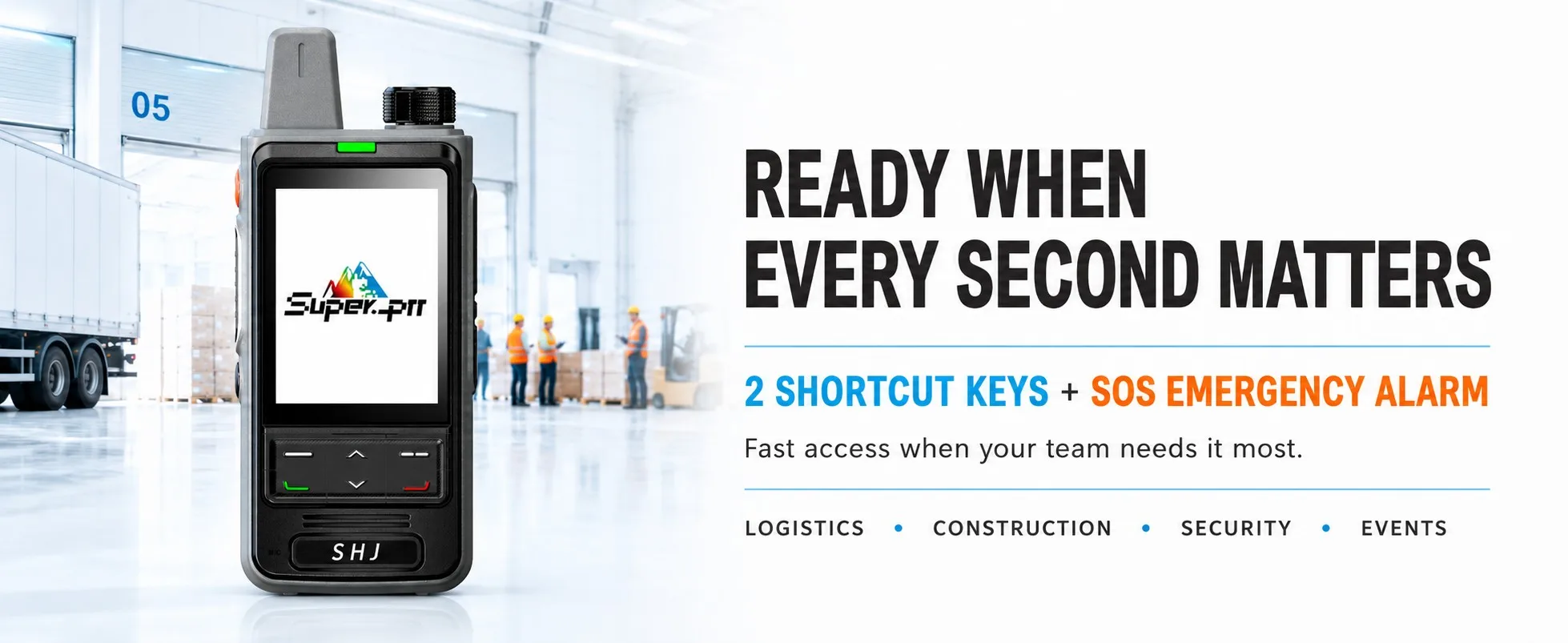 SHJ S560 4G LTE PoC Walkie Talkie Two Way Radio, Lifetime Free SIM & Super-PTT, 5000km PTT Group Call, 2.4in HD Screen USB-C SOS