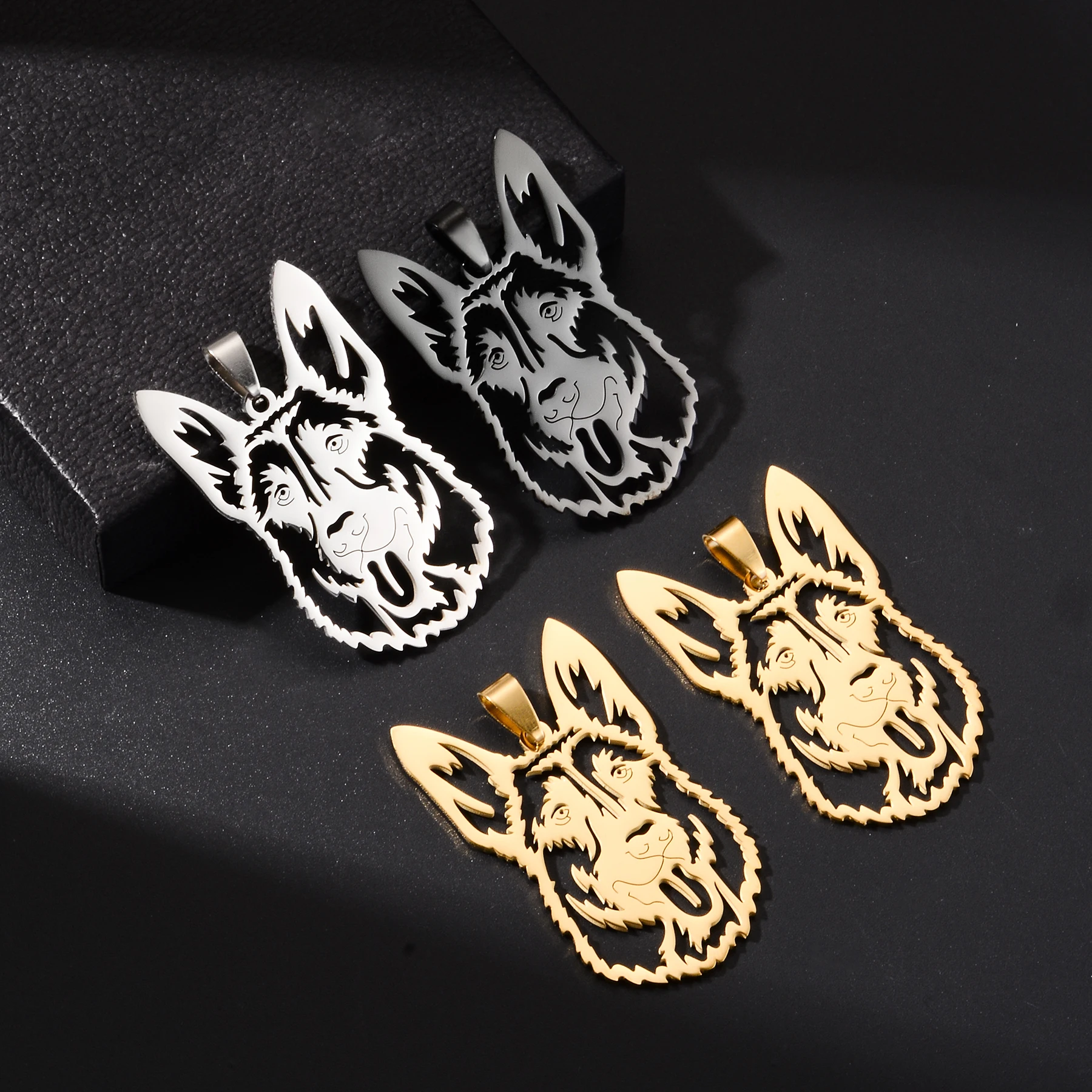 

10pcs Punk Animal German Shepherd Dog Charms Pendant for DIY Handmade Necklace Keychain Bag Pendant Accessories Gift