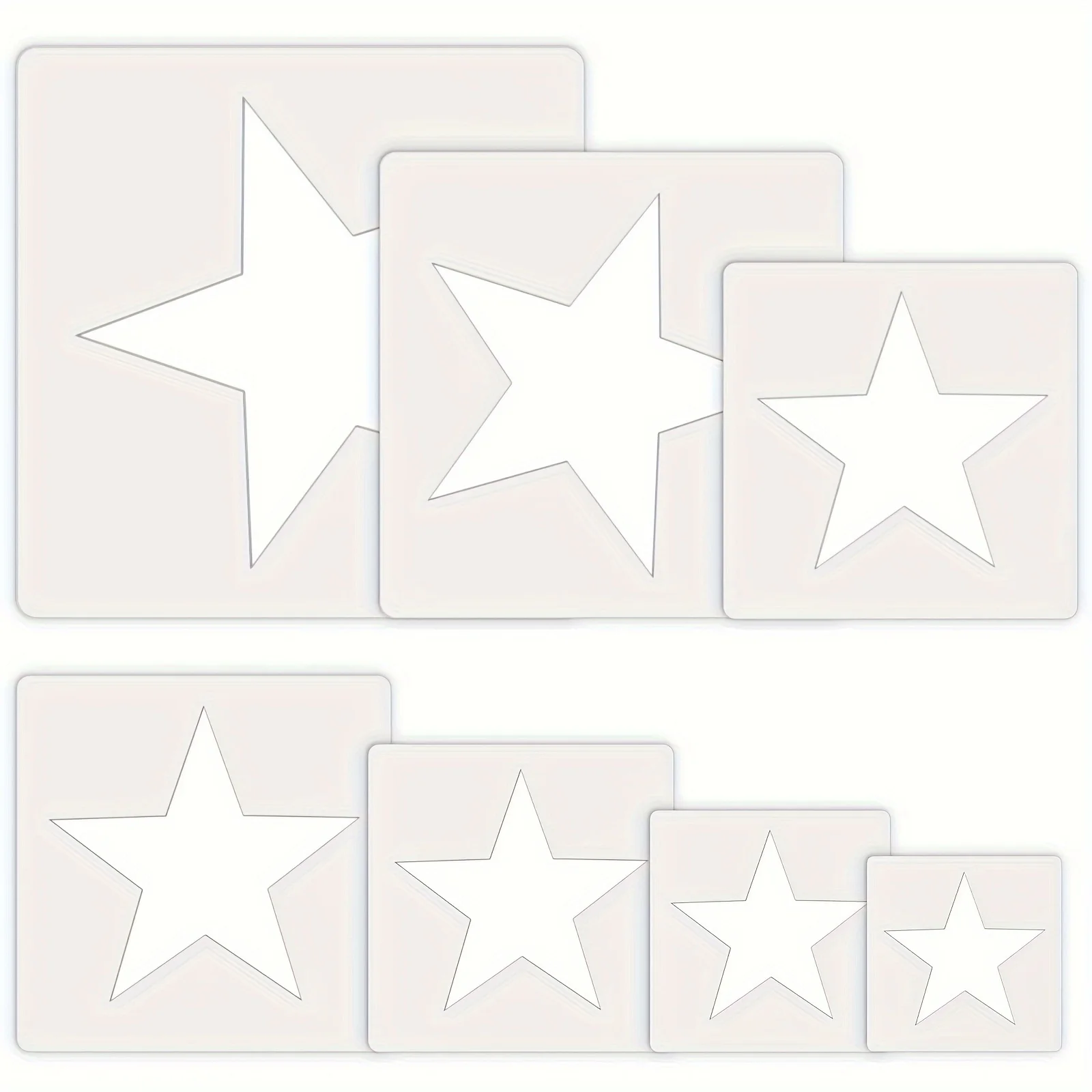 7PCS Star Stencil Template Set Multiple Size Five Point Star Drawing Stencils for DIY Art Painting Journal Craft
