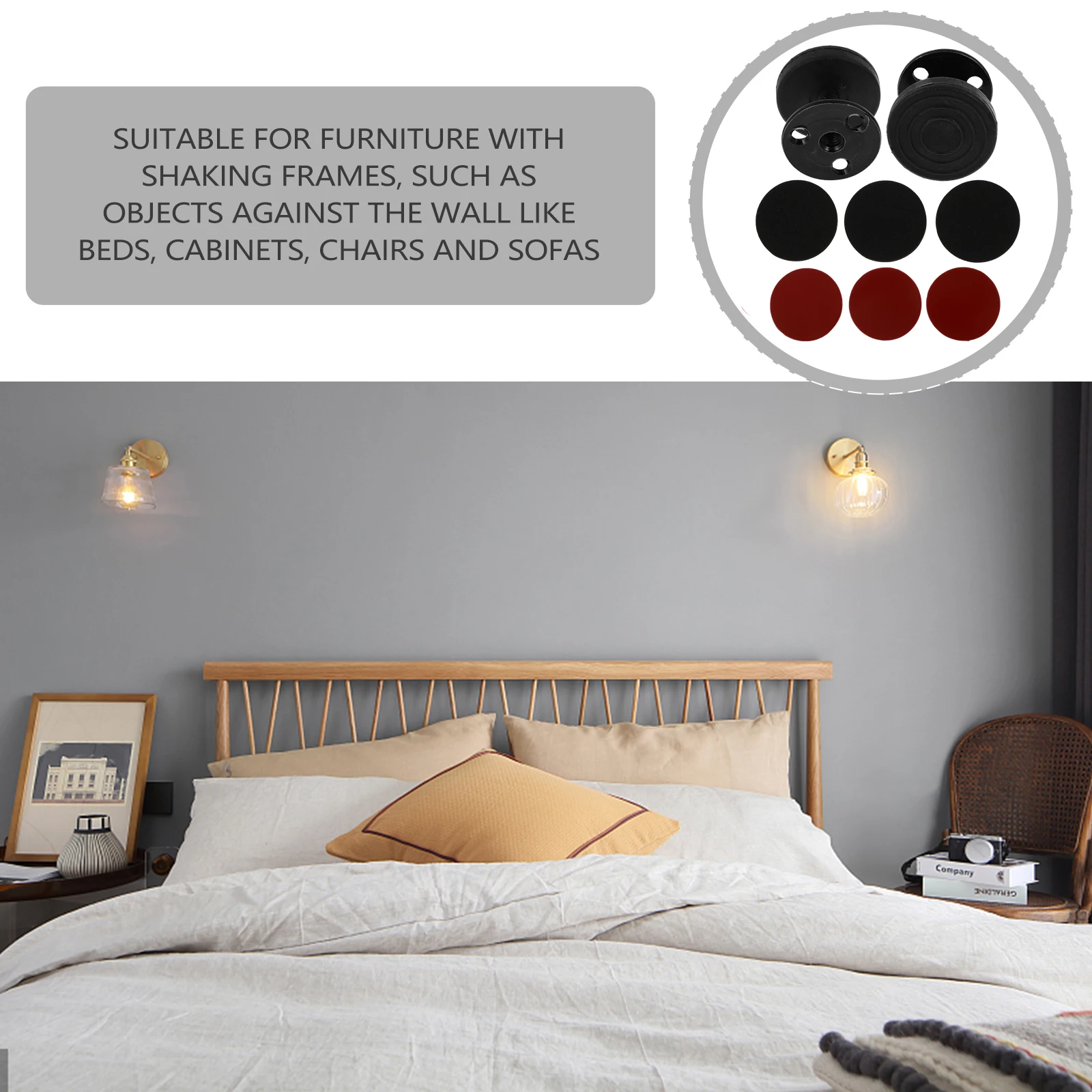 

2pcs Bed Headboard Stabilizer Adjustable Metal Bed Frame Stopper Fixer Noise Reduction Wall Protection For Furniture