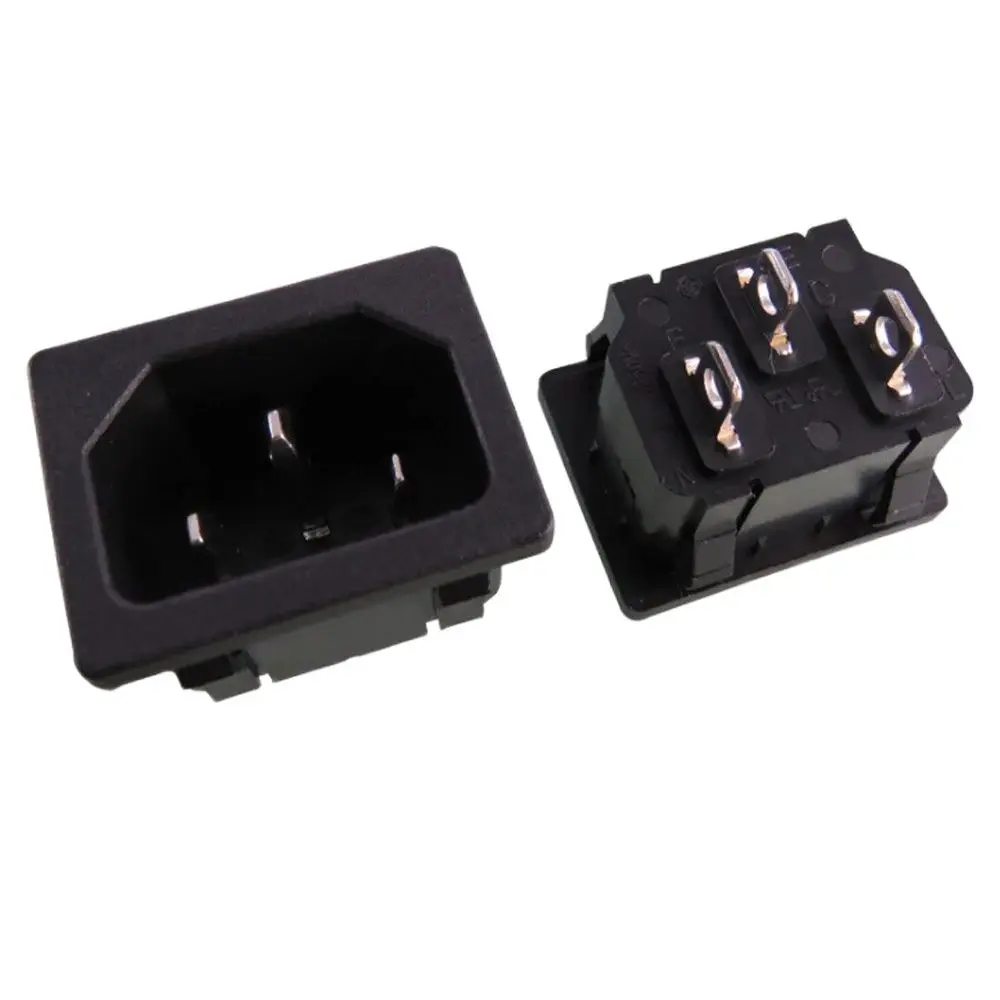 Black 250v 10a IEC320 C14 C13 3 sprong AC PDU UPS snap power outlet 3pin electrical Panel Receptacle AC socket