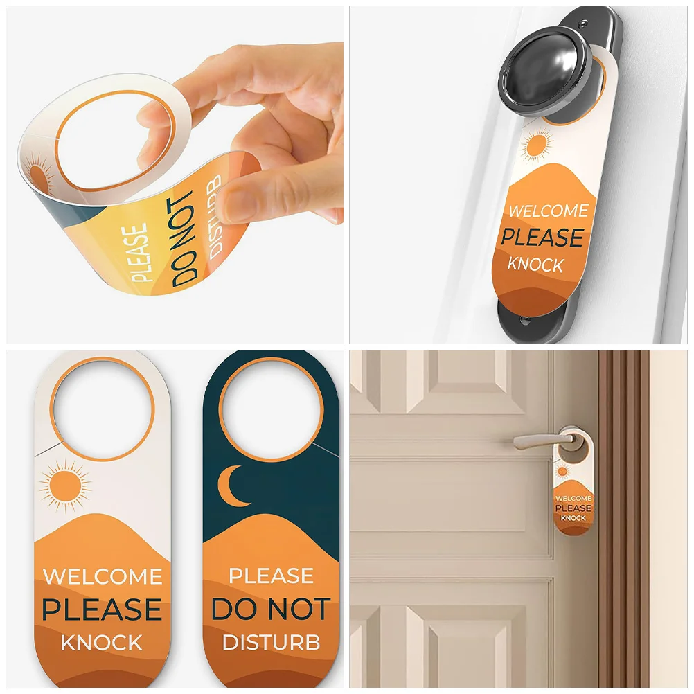 2 قطعة لا تزعج علامة الباب المغلفة ورقة مؤشر الخصوصية للفندق مكتب غرفة نوم غرفة الاجتماعات علامة معلقة مزدوجة الوجهين #4