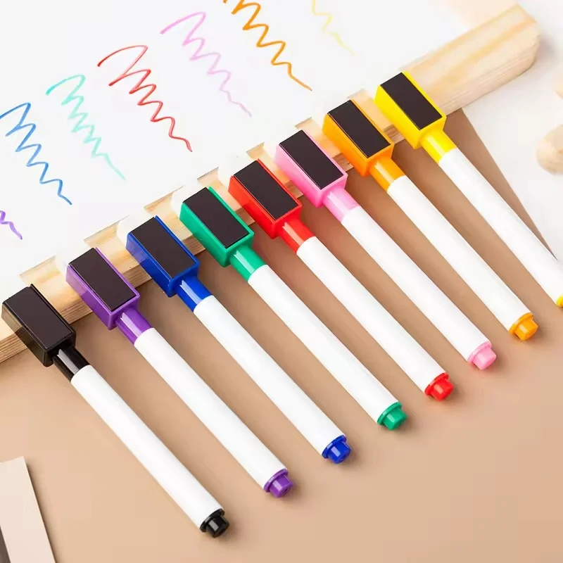 8 Pcs Magnetic Erasable Whiteboard Pen Color Options Numbering Stationery Office Teaching Supplies For Student Blackboard Note