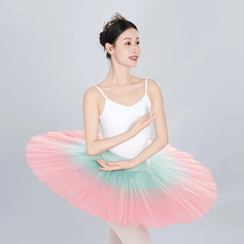 Women Ballet Tutu Skirts Teen Adult 7 Layers Swan Lake Performance Ballet Tutu Dance Practice Skirt Gradient Dance Tutu Dress