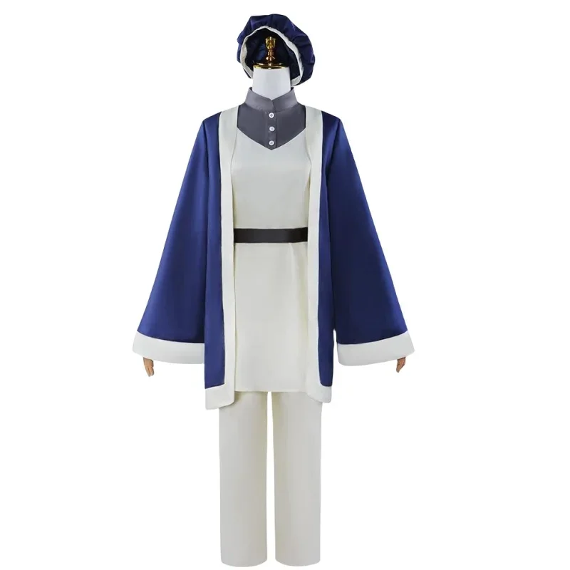 Laios Touden Cosplay Fantasia para Meninas, Anime Delicious in Masmorra, Peruca Uniforme, Robe Azul Escuro, Chapéu, Cinto, Festa de Halloween