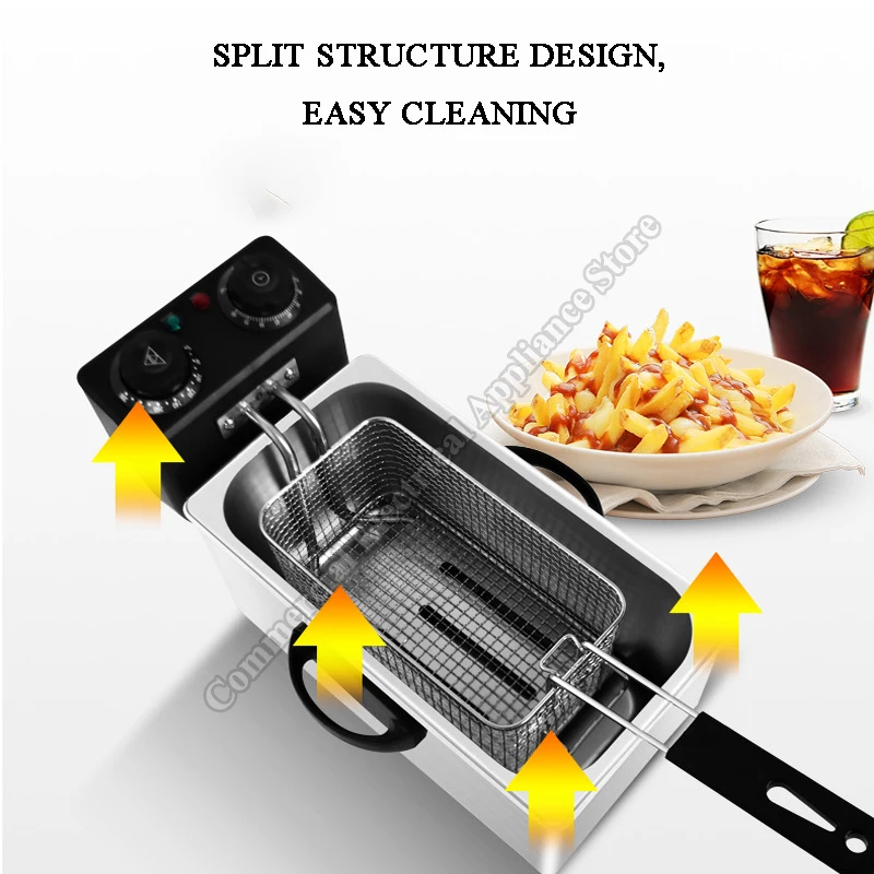 Timing Electric Deep Fryer Commercial Home Use Lightweight Electric Frying Pan