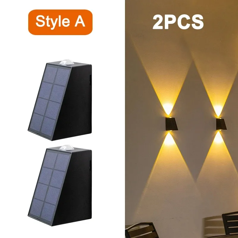 Nieuwe Upgrade Led Buitenmuur Solar Lights Waterdichte Tuin Wanddecoratie Verlichting Voor Villa Patio Trapgang
