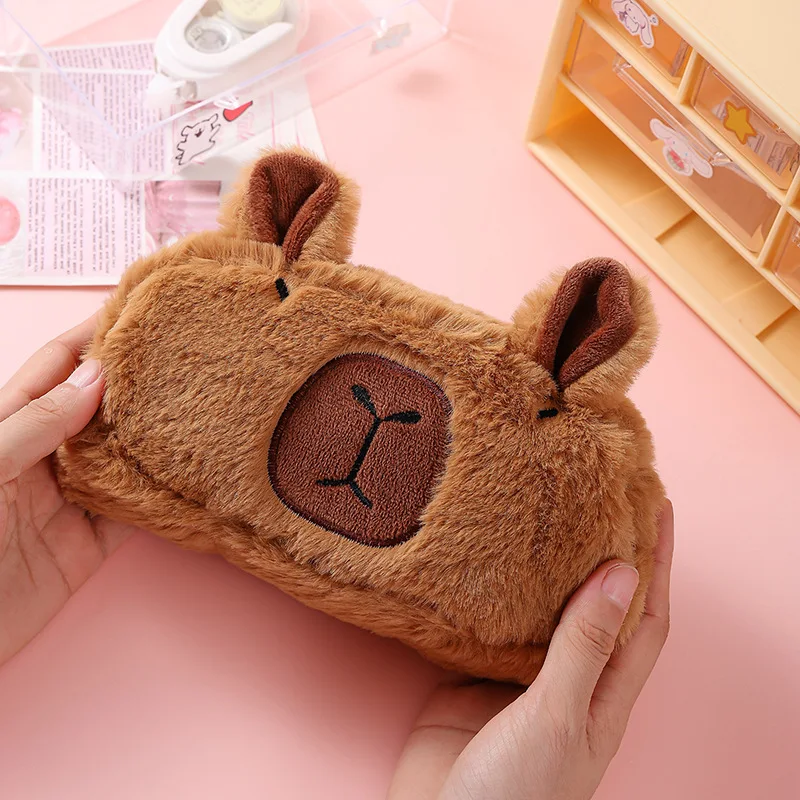 Bolsa de lápices Capybara de gran capacidad, bolsa de papelería Kawaii estética, estuche de bolígrafo para niños, bolsa de almacenamiento de