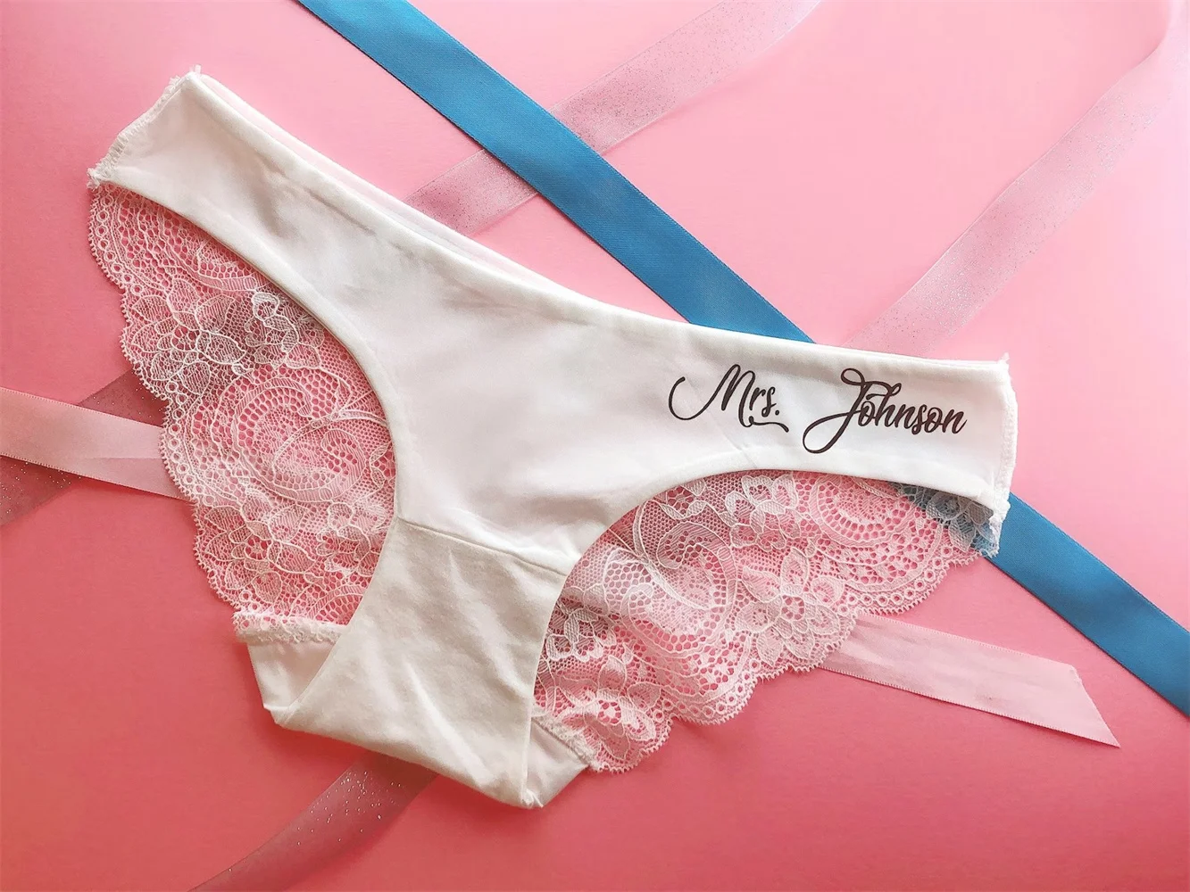 Custom Gifts for her Bride Panties - Lace Wedding Underwear Bridal Shower Gift Bachelorette Gift Personalized with Name Honeymoo