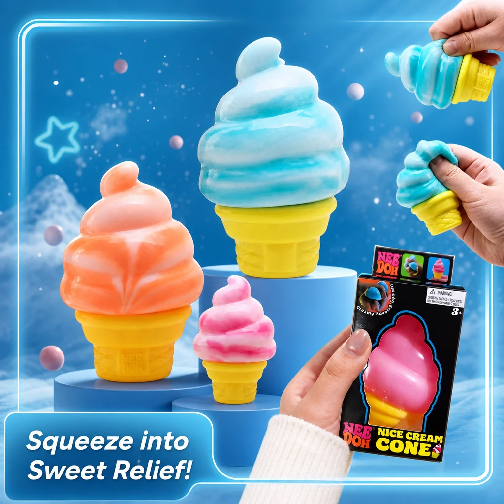 New Creative Stress Relief Decompression Squeeze Pinch Toy Needoh Ice Cream Cone Sensory Fidget Fun Novelty Gift for Kids