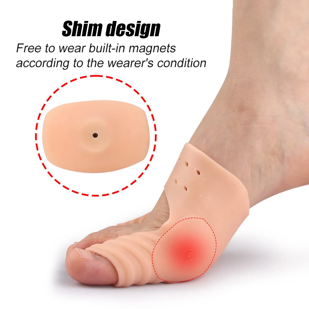 Silicone Gel Toe Separators for Mortons Neuroma, Big Toe, Bunion Corrector, Breathable Metatarsal Pads, 1Pair