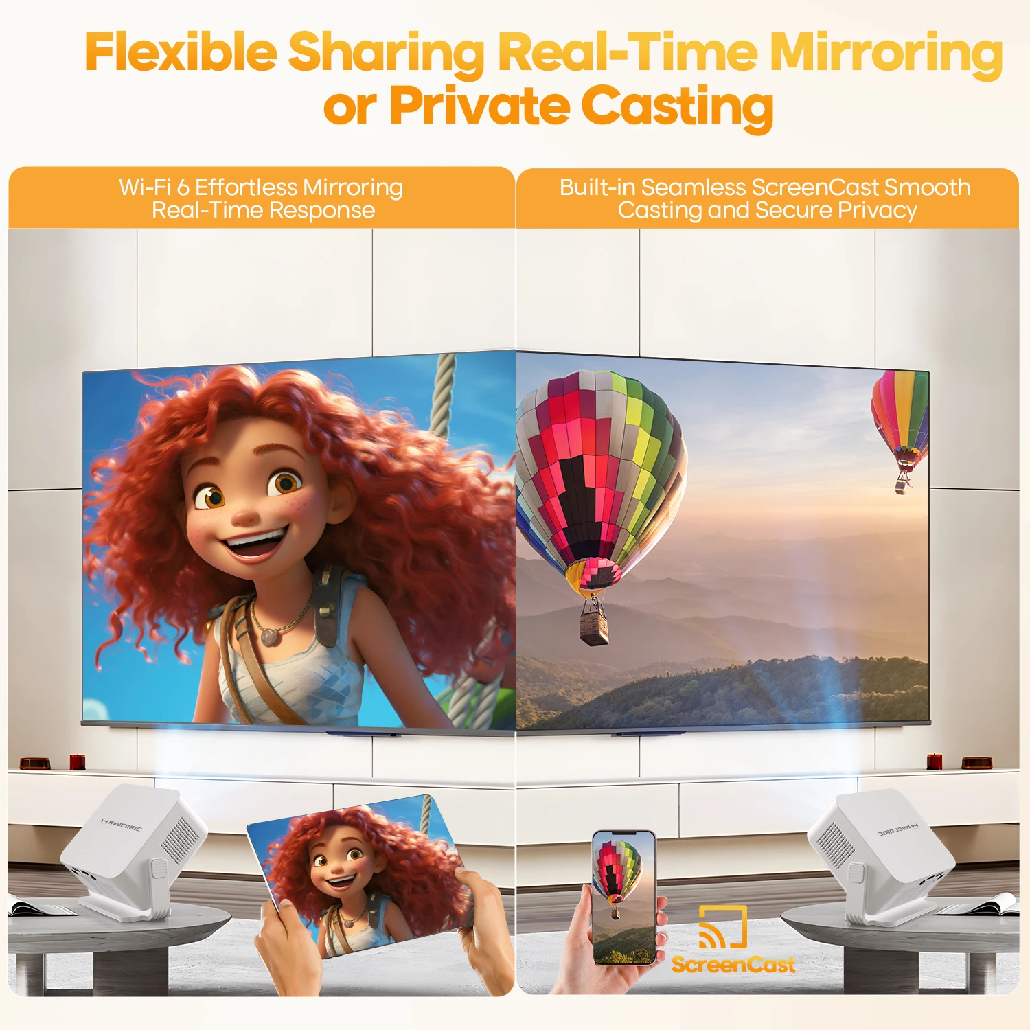 Magcubic Android 14 Autofokus HY300Max Tragbarer Projektor 400ANSI WiFi6 Projektor SupFull HD 720P Heim- und Outdoor-Kino Max HY300 – Detail 15