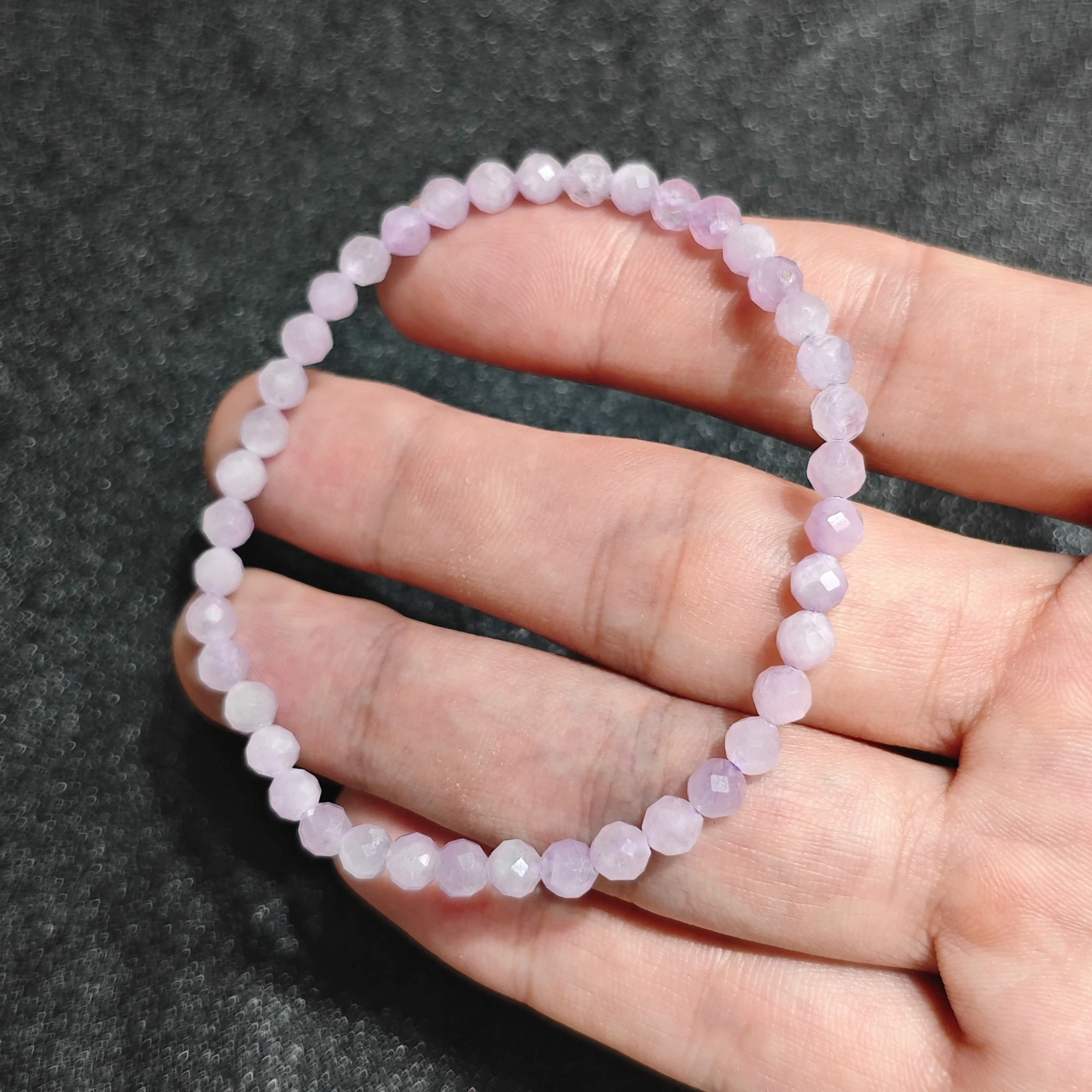 Natural Kunzite Bracelet Gemstone Faceted Small Beads Dainty Stackable Lavender Crystal Jewelry Present Supply 1 Piece